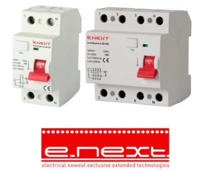 E.NEXT ⭐️Fehlerstromschutzschalter FI-Schalter RCD 2,4-polig 25A 40A 63A 30 100 300mA⭐️