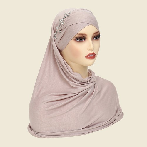 Muslim Women Cross Scarf Turban Instant Cap Hijab Shawl Headscarf Wrap Islamic - Picture 13 of 41
