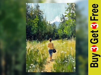 Friedlicher Waldspaziergang 5''x7'' Druck auf mattem Papier | Landschaftlich-impressionistisches Kunstwerk