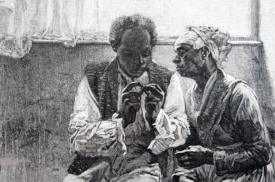 Black Americana 1888 RENT DAY LANDLORD and TENANTS Counting Coins Print