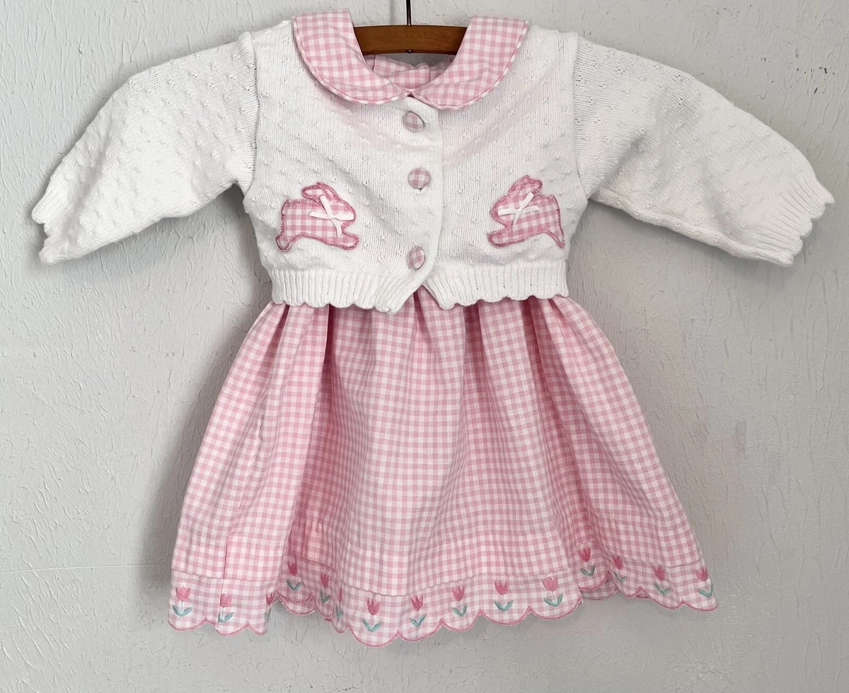Good Lad Toddler Baby 2 Piece Sweater Dress Set Sz 12M Vintage USA