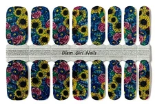 Sunflower Sparkle Nail Polish Strips / Nail Wraps / Nail Stickers