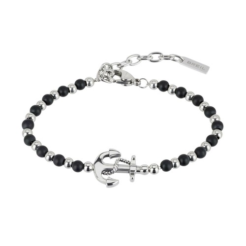 Bracciale BREIL BLACK ONYX TJ2407 Uomo Ancora Nautica Acciaio Inox Onice  Sfere | eBay