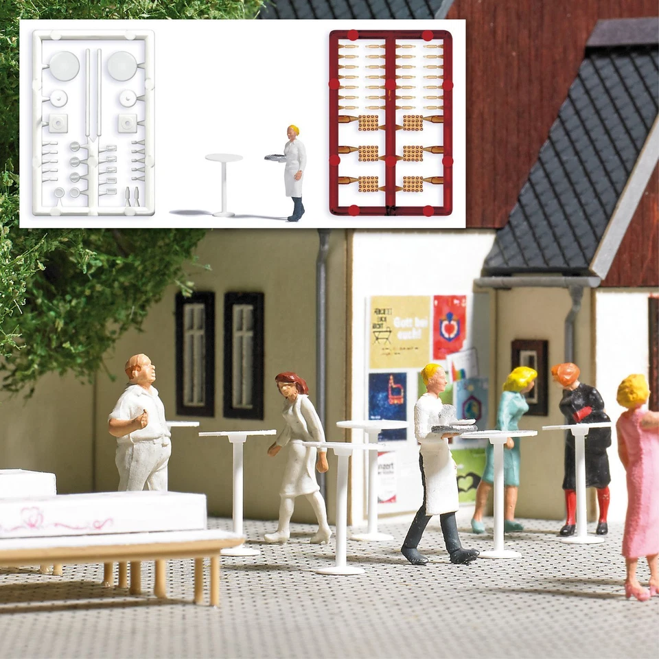 Busch H0 1831 Stehtische mit Kellnerin