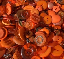 New! Incredible Mixed Lot ORANGE Premium Buttons All Sizes For Embellishments