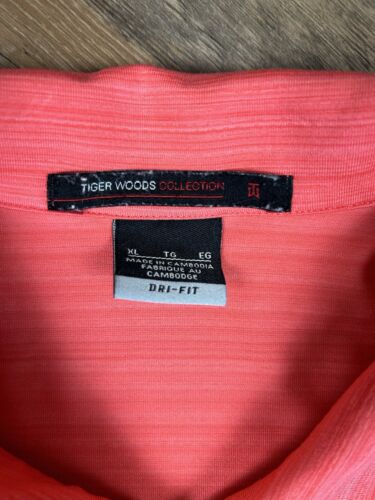 Nike Golf Polo Shirt Men's XL Red Tiger Woods Vapor Snap Button Heather Stretch - Picture 3 of 12