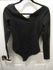FREE PEOPLE BLACK L/S ANGLED V-NECK BODYSUIT SIZE SMALL  NEW