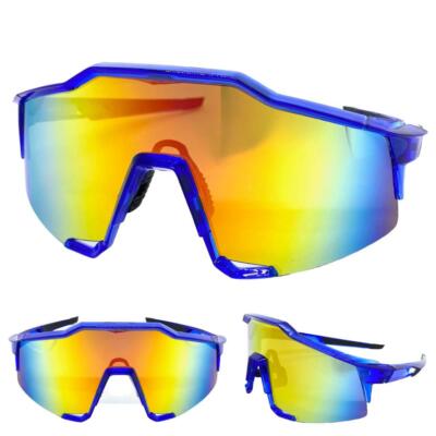 Übergröße 90s Retro Sportlich Umwickeln Shield Sonnenbrille XL Große Blau Rahmen