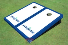 Syngenta White With Blue Matching Borders Custom Cornhole Board