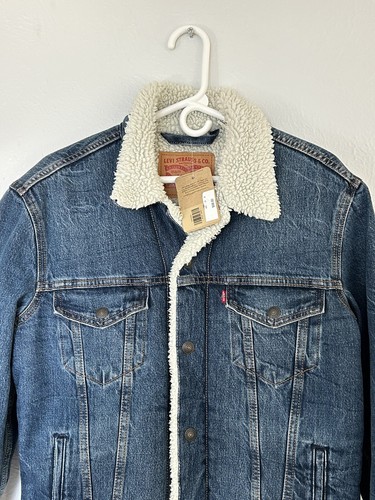 Levi's Men's Sherpa Trucker Jacket Television Medium Indigo Small 163650162 -NWT - Picture 2 of 18