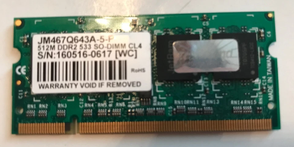 Memoria para portátil Transcend 1 GB (2x512 MB) DDR-4200 533 MHZ 200 pines JM467Q6643A-5-P Foto 2 de 3