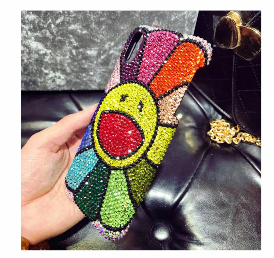 Funda de teléfono cristal girasol brillante diamante brillante para varias fundas de teléfono Foto 3 de 4