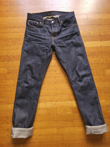 Rare Nudie Jeans Grim Tim Selvedge Dry Navy 32 x 36 Cotton 100%