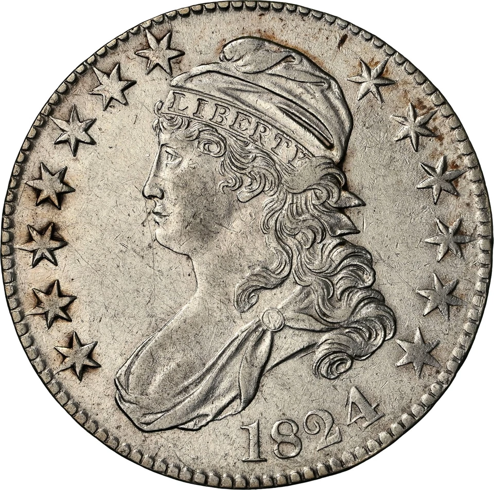 1824/4 50C CAPPED BUST HALF DOLLAR O-109 NGC AU DETAILS "CLEANED" #6900202-001 - Image 4 of 4