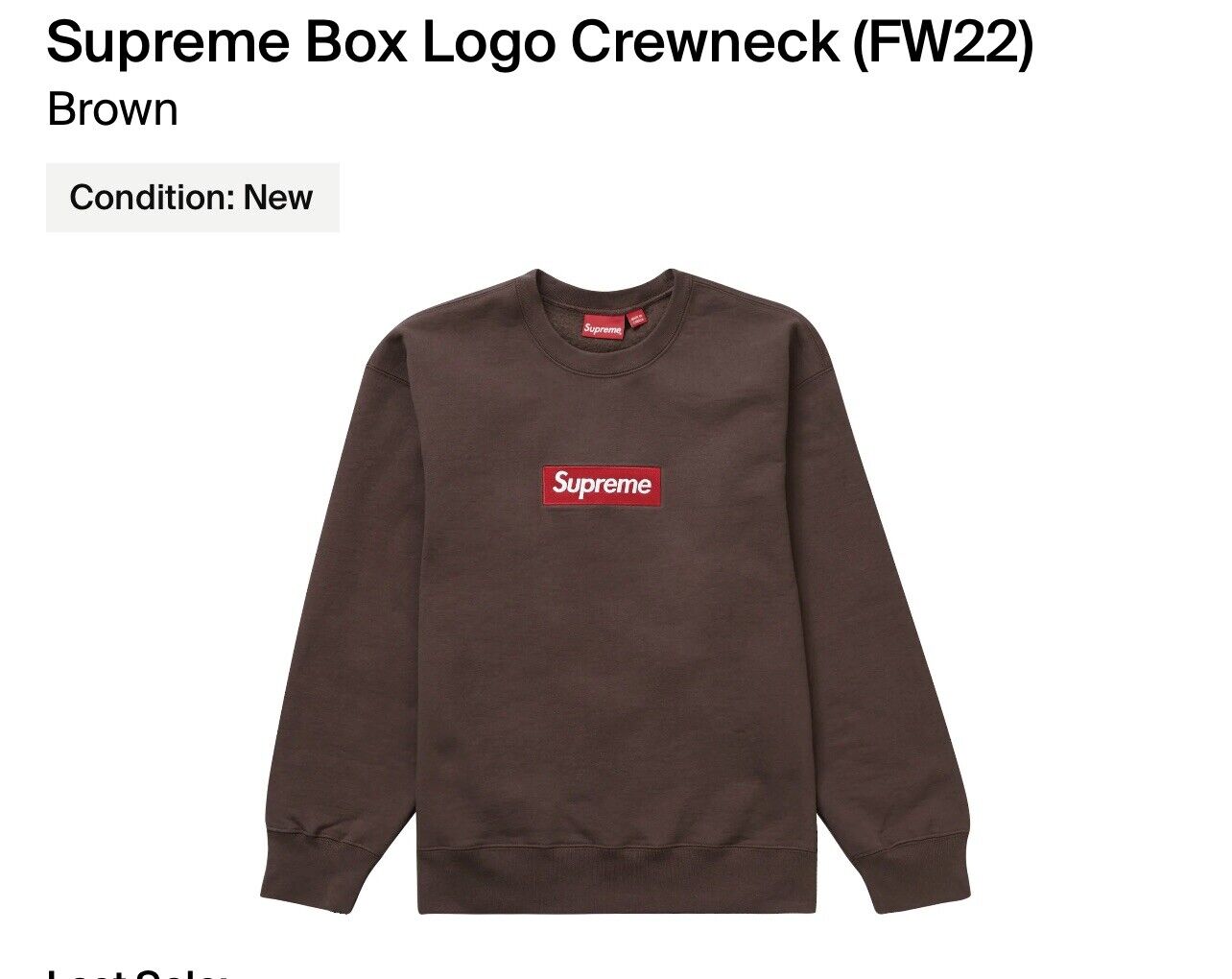 supreme Box Logo Crewneck BROWN XL