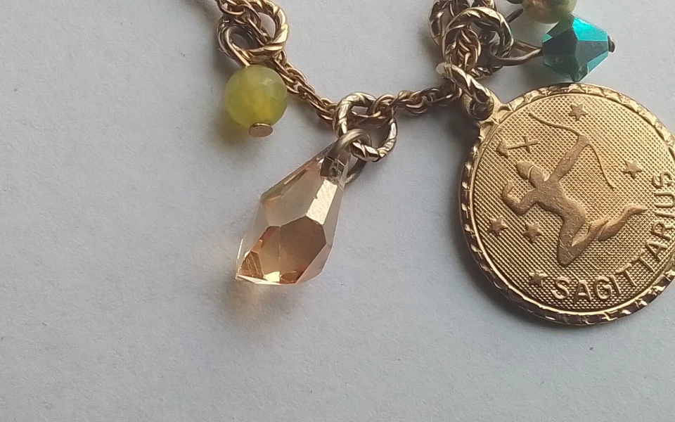 Liz Palacios Necklace, Sagittarius Zodiac gold plated, Crystals, 18.5" - Image 2 of 3