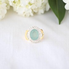 Aqua Chalcedony Gemstone 925 Sterling Silver Ring Jewelry For Bridesmaid Gifts
