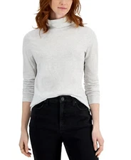 MSRP $30 Style & Co Women Cotton Heathered Turtleneck Top Gray Size XS