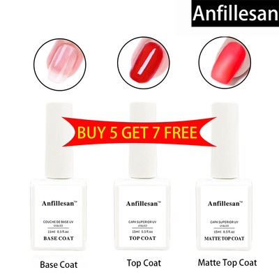 Anfillesan UV LED Gel Nail Polish Soak Off Gel Matte Top Base Coat Nail Varnish