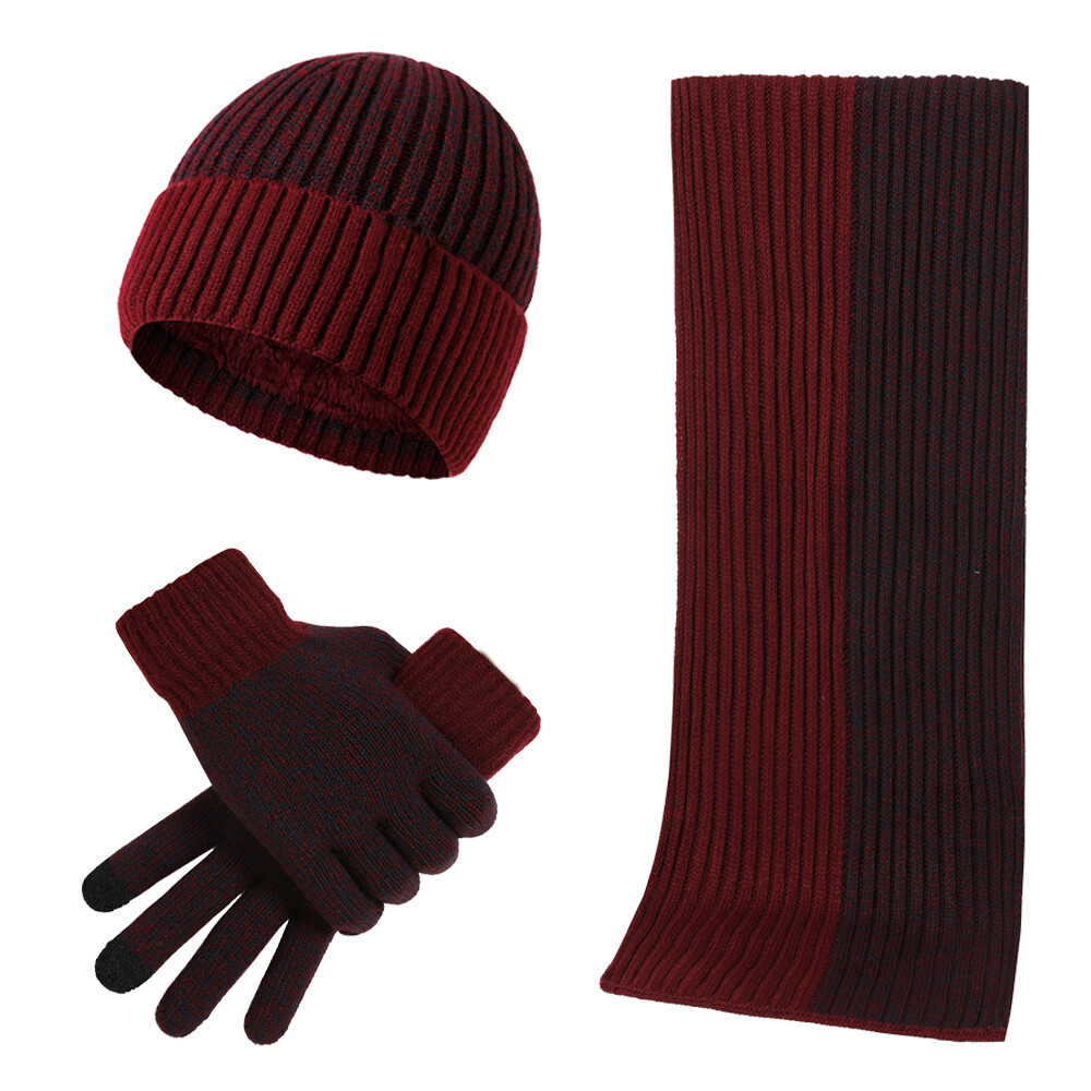 マフラー・ストール Fallett GIFT BOX Boucle Muffler Finger Hole Knit Gloves SET Mens Womens Winter Beanie Hat Scarf Gloves Set Warm Woolen