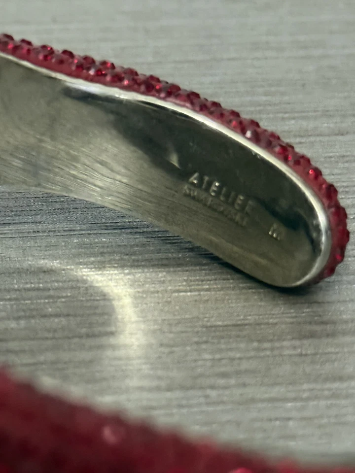 Pulseira Swarovski Atelier Tigris, vermelha rubi, pulseira banhada a ródio tamanho M - Imagem 2 de 4