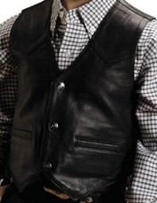 Roper Western Vest Boys Kids Leather Black 02-094-0520-0500 BL