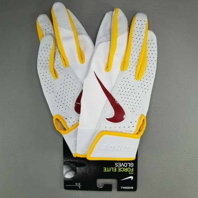 Nike Force Elite USC Trojans Baseball Batting Gloves Size XL White