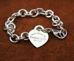 TIFFANY & CO. "Please Return" Heart Tag Rolo Link Bracelet Sterling Silver 6 3/4