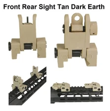 Front Rear Flip Up Rapid Transition Backup Iron Sight Polymer Dark Earth Tan