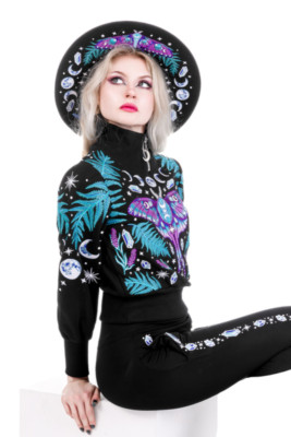 Restyle Gothic Nugoth Sweatshirt Enchanted Forest verzauberter Wald Mond Motte