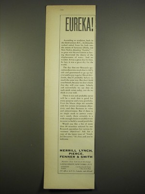 1961 Merril, Lynch, Pierce, Fenner & Smith Advertisement - Eureka!