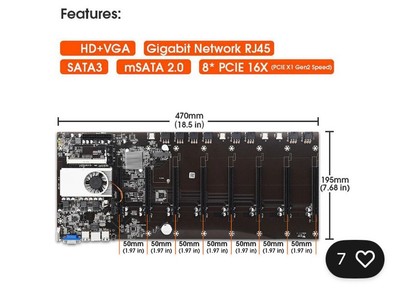 Carte Mère Mining BTC-T37 Pour 8 GPU - Pour Machine D'extraction Crypto Et IA - Occasion, Sans RAM