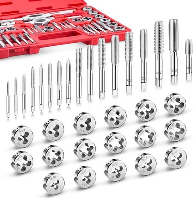 40pc Tap & Die Set SAE Thread #4 to 1/2  UNC Coarse UNF Fine & NPT Threading Kit