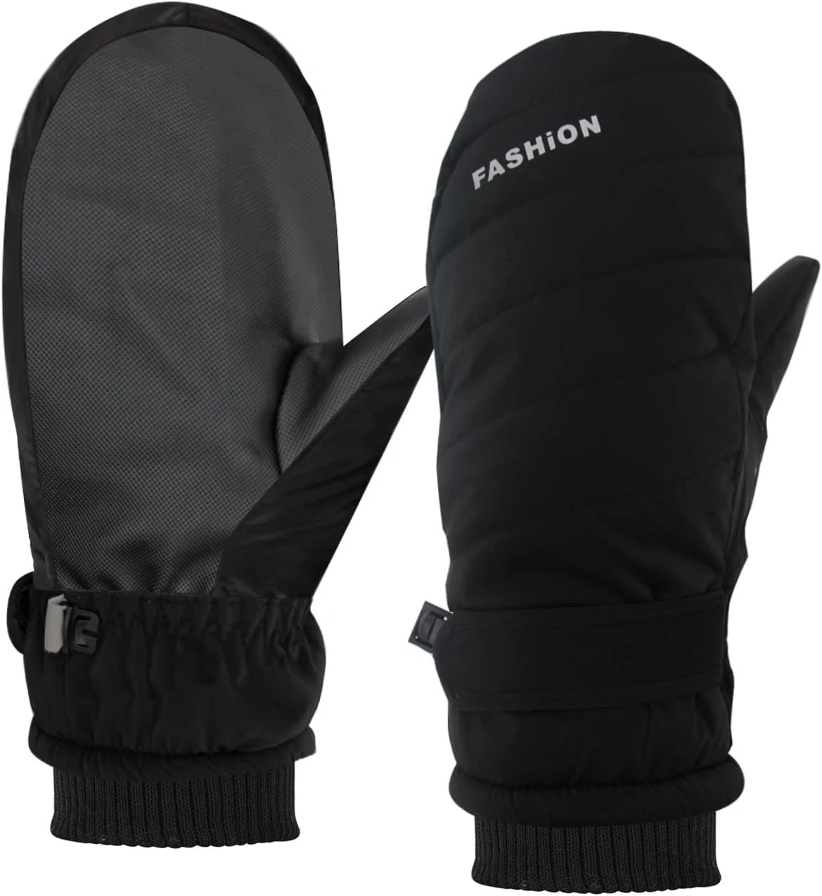 Winter Ski Mittens for Women, Waterproof Touch Screen Snow One Size, Black