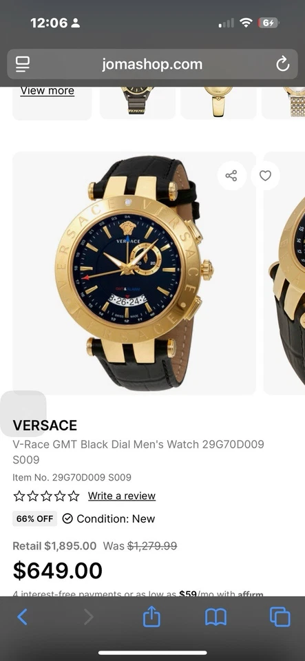 Reloj Versace Hombre 42mm V-Race Hecho en Suiza Cuarzo Cristal Zafiro Correa Cuero Foto 2 de 4