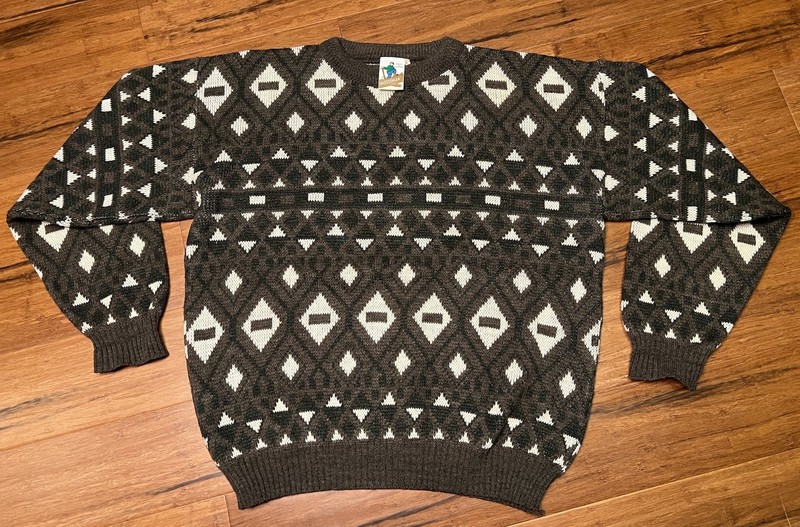 Vintage Men’s WOODMAN England Wool Blend Grandpacore Geometric Sweater Large
