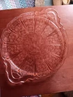 Jeannette CHERRY BLOSSOM Handle Tray PINK Depression Glass 12 1/2" Vtg # 2348