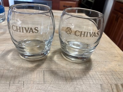 2 Chivas  Scotch Whiskey Barware Rocks Glass Tumbler  VTG  Nice