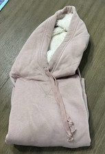 Old Navy Women Pink Sherpa Lined Pullover Hooded Drawstring Hoodie Sz XS
