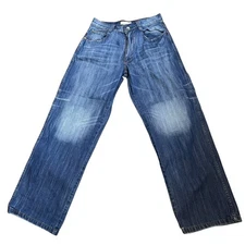 Muka Men’s Relaxed Jeans 34 x 32 Faded Contrast Stitching Streetwear Grunge 