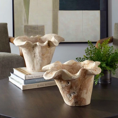 Uttermost 17135 Teak Flow 16"W Teak Wood Decorative Bowl - Whitewash Teak - Picture 5 of 6