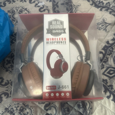Real Sound Exbass J-661 Bluetooth Wireless Over-Ear Headband Headphones Brown