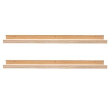 Floating Shelves Wall Mounted Set of 2 Natural Wood Picture Shelves Wall Shel...