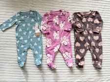 Set Of 3 CARTERS SIZE 6 MONTHS GIRL FLEECE WINTER SLEEP AND PLAY PAJAMAS