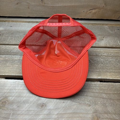 Vintage Rea Construction Company Orange Patch Snapback Trucker Hat Cap Made USA - Picture 6 of 8