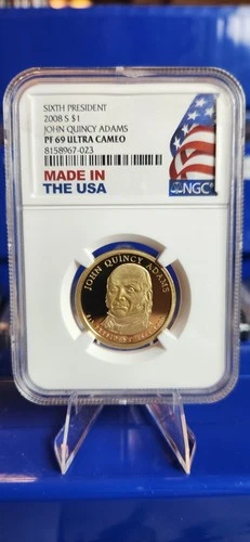 2008-S John Quincy Adams $1 NGC PF69 Ultra Cameo Presidential Dollar