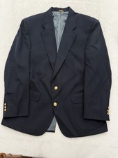 Stafford Blazer Mens 44R Worsted Wool Blue Suit Jacket Sport Coat Gold Buttons