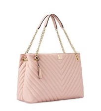 Victoria's Secret Quilted Blush Pink Chevron Chain Shoulder Bag Gold Hardware