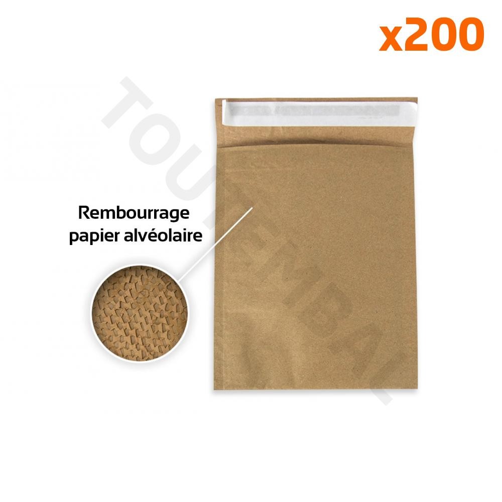 Pochette matelassée papier alvéolaire 335x400 mm contre la casse des colis éco x200