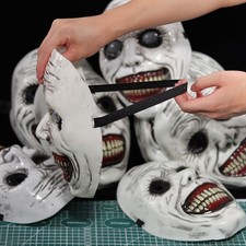 Demon Horror Mask Creepy Smiling Face Skull Halloween Cosplay Costume Party Prop